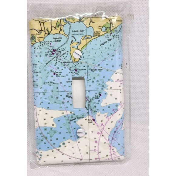Nautical Chart Fabric-Covered Light Switch Plate By Breakwater Blue - Picture 6 of 10